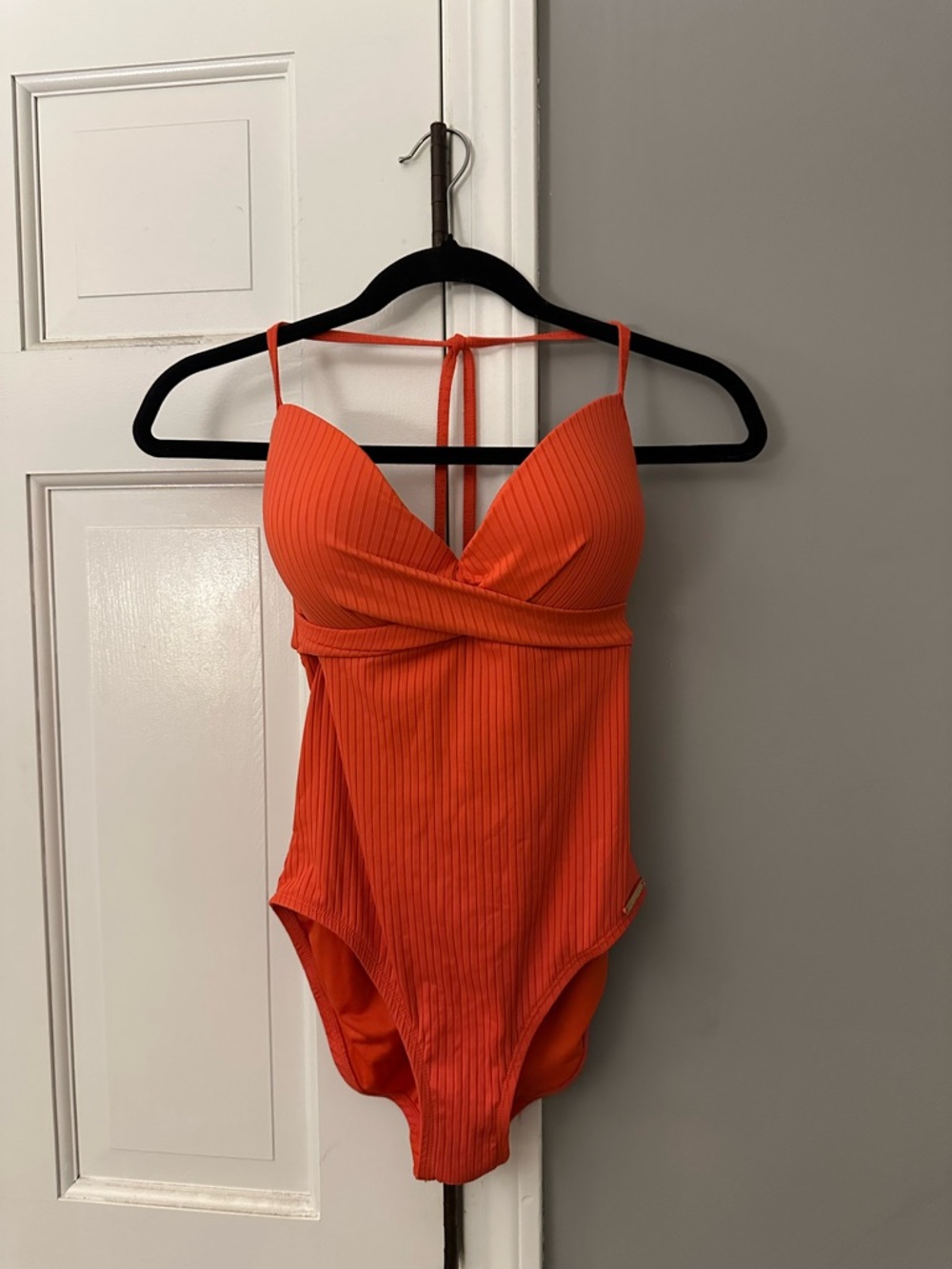 Vince Camuto Orange Ribbed One-Piece Swimsuit - Picture 2 of 15